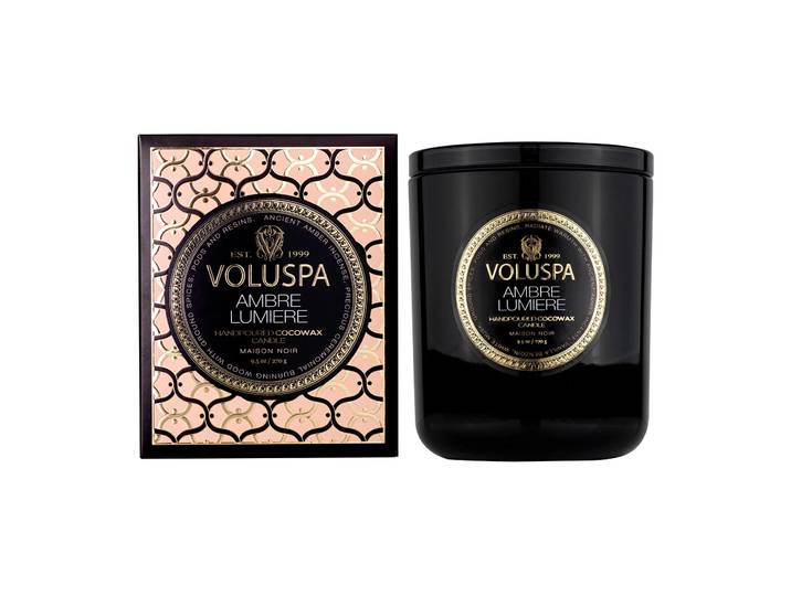 Voluspa Bougie parfumée Classic Maison Noir 60 heures Ambre Lumiere
