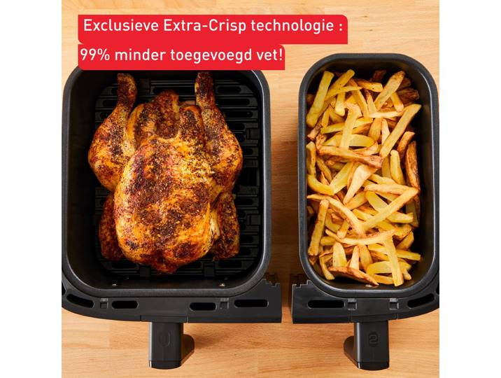 Tefal Dual Easy Fry & Grill Easy Fry Dual EY9018 XXL heteluchtfriteuse met dubbele lades zwart