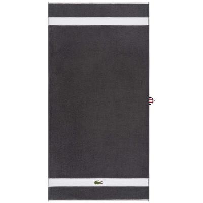 Duschtuch LACOSTE "LCASUAL", grau (bitume), B:70cm L:140cm, Frottier, Obermaterial: 100% Baumwolle, Handtücher, mit Label-Applikationen und Bordüre