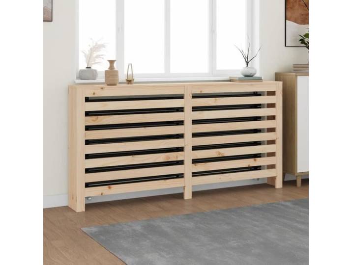 Cache-radiateur - VIDAXL - 169x19x84 cm - Bois massif de pin - Étagère pratique - Blanc