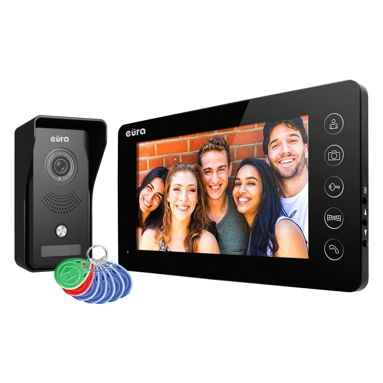 Eura Video-Türsprechanlage VDP-76A3 schwarzer Monitor (Drahtgebunden, RFID) (VDP-76A3)