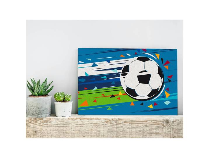 Malen nach Zahlen - Shoot and Goal Leinen Blau 40 x 50cm