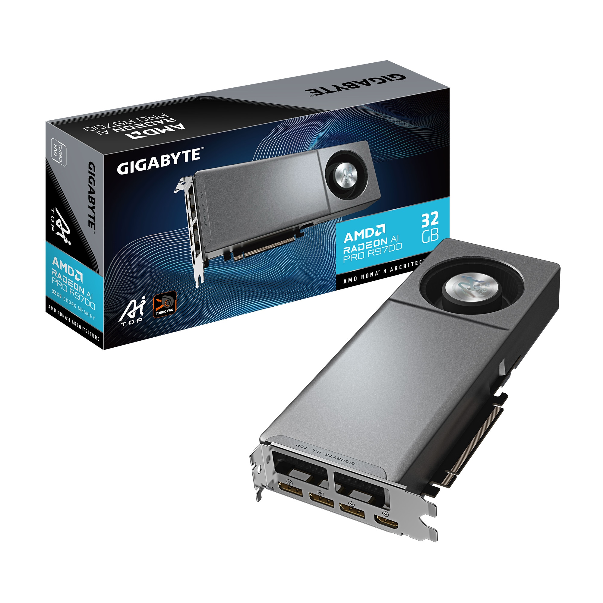 GIGABYTE Radeon PRO R9700 AI TOP 32G Grafikkarte DP/HDMI GV-R9700AI TOP-32GD