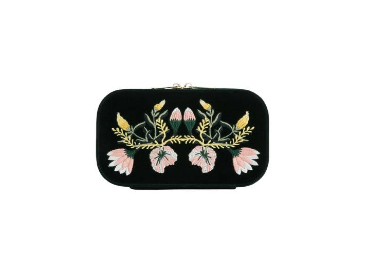 Grosse Schmuckbox „Zoe Travel Zip Case“ Samt Forest WOLF