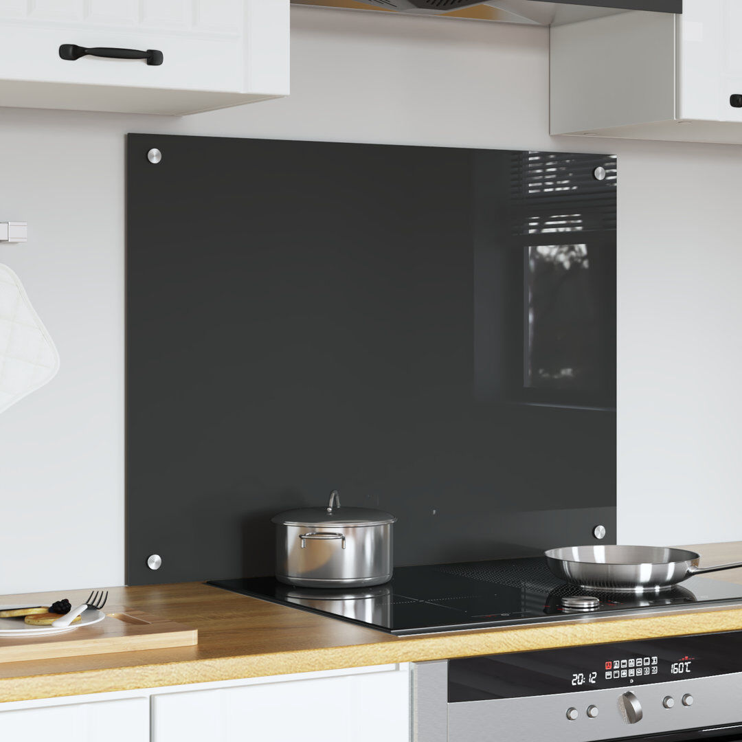 Belfry Kitchen Kitchen Backsplash Tempered Glass Grey 60 x 80 cm