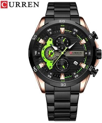 Uplifted Finds Curren Stainless Steel Mens Watch With Luminous Chronograph Dial rose Black