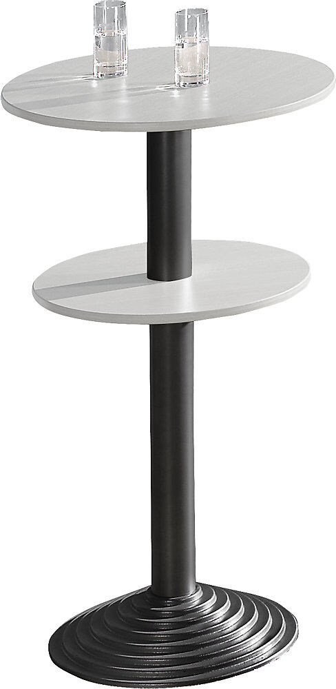 kaiserkraft Bistrotisch mit Gusseisenfuß, 2 Tischplatten, Abstand 30 cm, lichtgrau, Säule schwarz