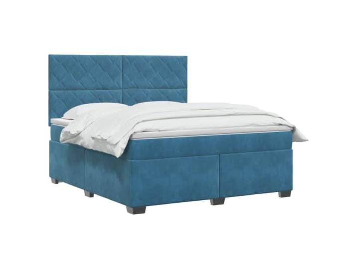 vidaXL Boxspringbett mit Matratze mit Kopfteil Blau 160 x 200 cm Samt