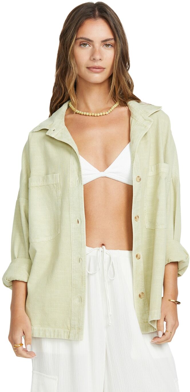 Langarmshirt BILLABONG "Stoked On You", Damen, Gr. XS, grün (wasabi), Obermaterial: 100% Walkfrottier;, Shirts Langarmshirt