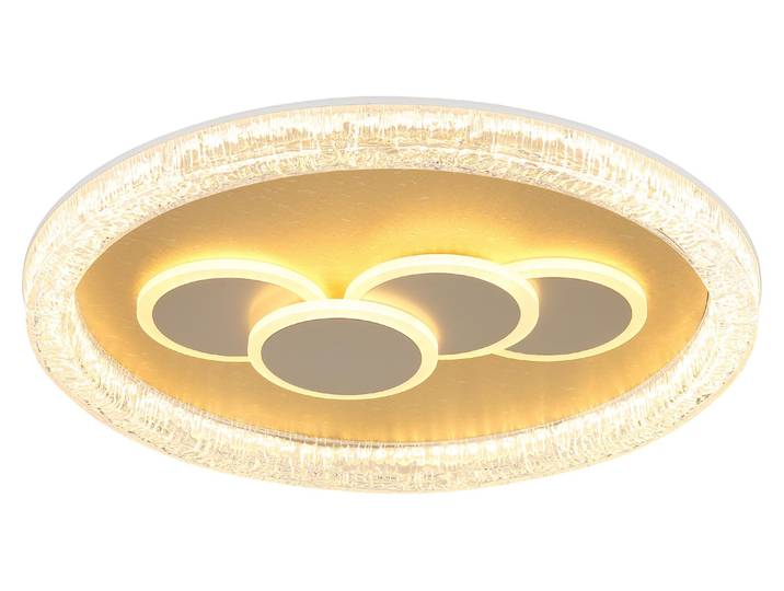 Plafonnier LED\, métal\, couleur or\, blanc mat\, L 49\,5 cm