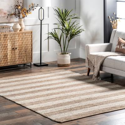 Brooklyn Rug Co Nuloom Alisia Flatweave Striped Jute Area Rug