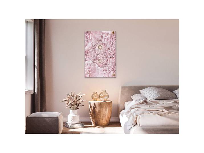 Wandbild Flowers in the Morning Leinen Pink 60 x 90cm