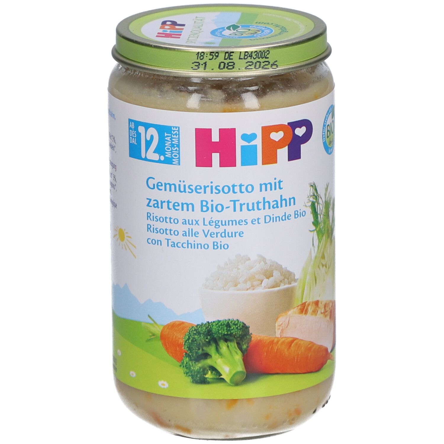 Hipp Gemüserisotto mit zartem Truthahn Glas 250 g Brei