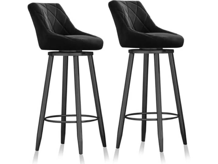 twwhyg Set mit 2 drehbaren Barhockern aus Samt, 65 cm hohe Thekenhöhe, Stühle mit Rückenlehne for stilvolles Kücheninsel-Pub(Black2)