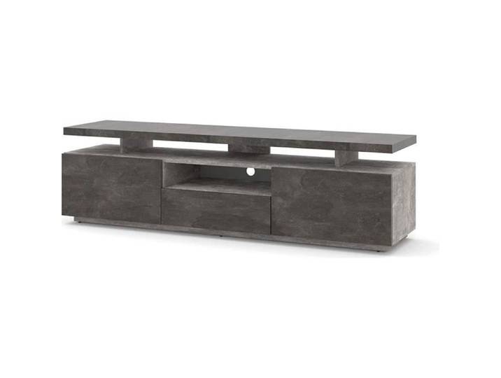 Adam Meuble TV bas 180 cm avec double plateau de table et commode HiFi (béton foncé)