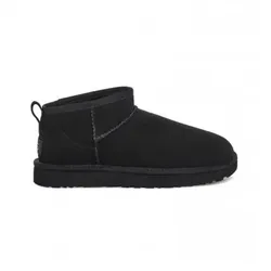 UGG für Damen. 1116109 Klassische Ultra Mini Lederstiefeletten schwarz (38), Wohnung, Lässig