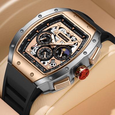 Fashion Sheath Apex Chrono Pro Men's Military Quartz Watch rose Gold Black
