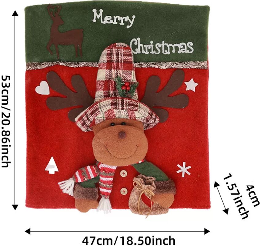 INF Festlicher Weihnachts-Stuhlüberzug - 3D Cartoon Charakter Esszimmerstuhlhusse für Weihnachtsdekoration