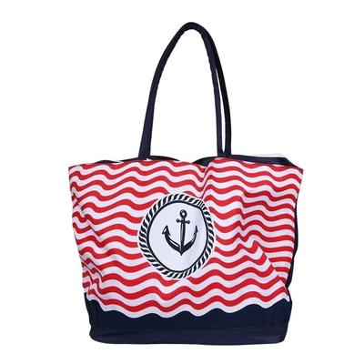 Strandtasche CHAM CHAM "XXL Badetasche Textil - Große Strandtasche maritim", Damen, blau, Textil, Taschen Strandtasche