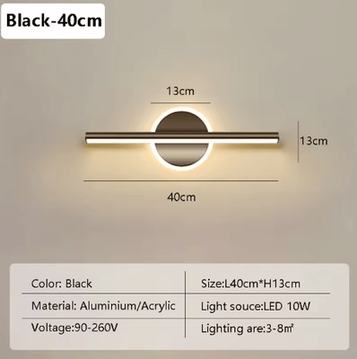Inspire Picks Modern LED Mirror Wall Light 40 60cm Bathroom Vanity Lamp In Black & Gold black 40cm cool White