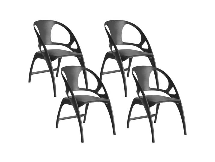Beliani Gartenstuhl 4er-Set Schwarz Nemi, Kunststoff, 59x80x53 cm, Gartenmöbel, Gartensessel, Gartenstühle