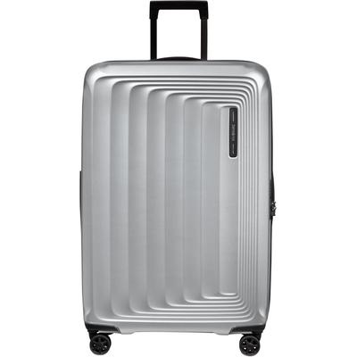 Hartschalen-Trolley SAMSONITE "NUON", Gr. B/H/T: 49cm x 75cm x 30cm 100 l, silber (matt silber), Polycarbonat, unifarben, Koffer, Kastenförmiges Design für mehr Packraum, leichtes Polycarbonat