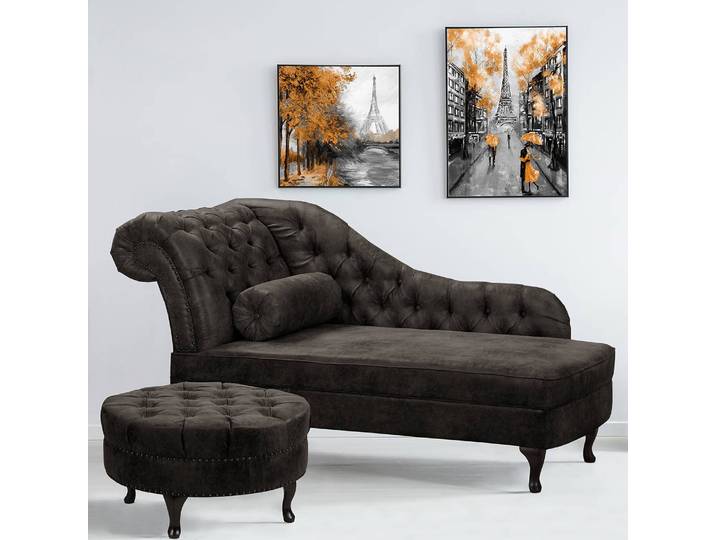 Repose-pieds Dalane 80 x 80 x 45cm Noir Microfibre Rica: Gris