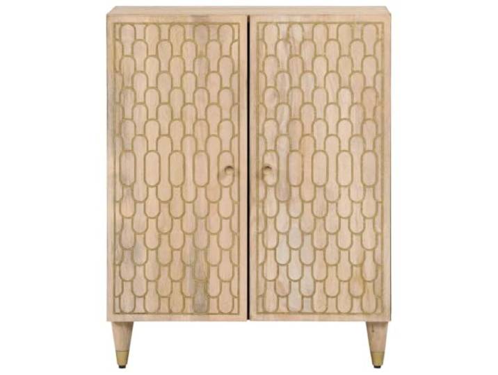 KTHLBRH Sideboard 60 x 33 x 75 cm Massivholz Mango Handgeschnitzt, großer Raum, Füße aus Holz, natürliche gebleichte Oberfläche