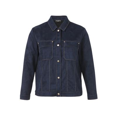 Blouson VIA APPIA DUE "VIA APPIA DUE Jacke", Damen, Gr. 44, blau (marine, camel), regular fit, Jacken Blouson, Große Größen