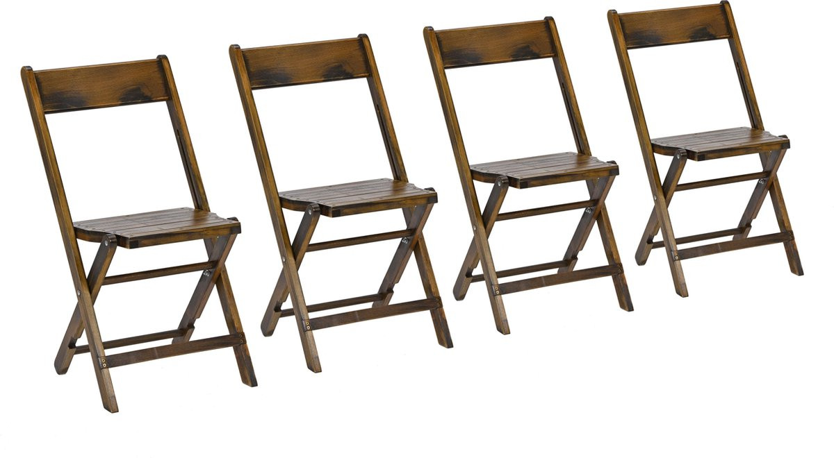 Set van 4 Klapstoelen Woody luxe houtlook