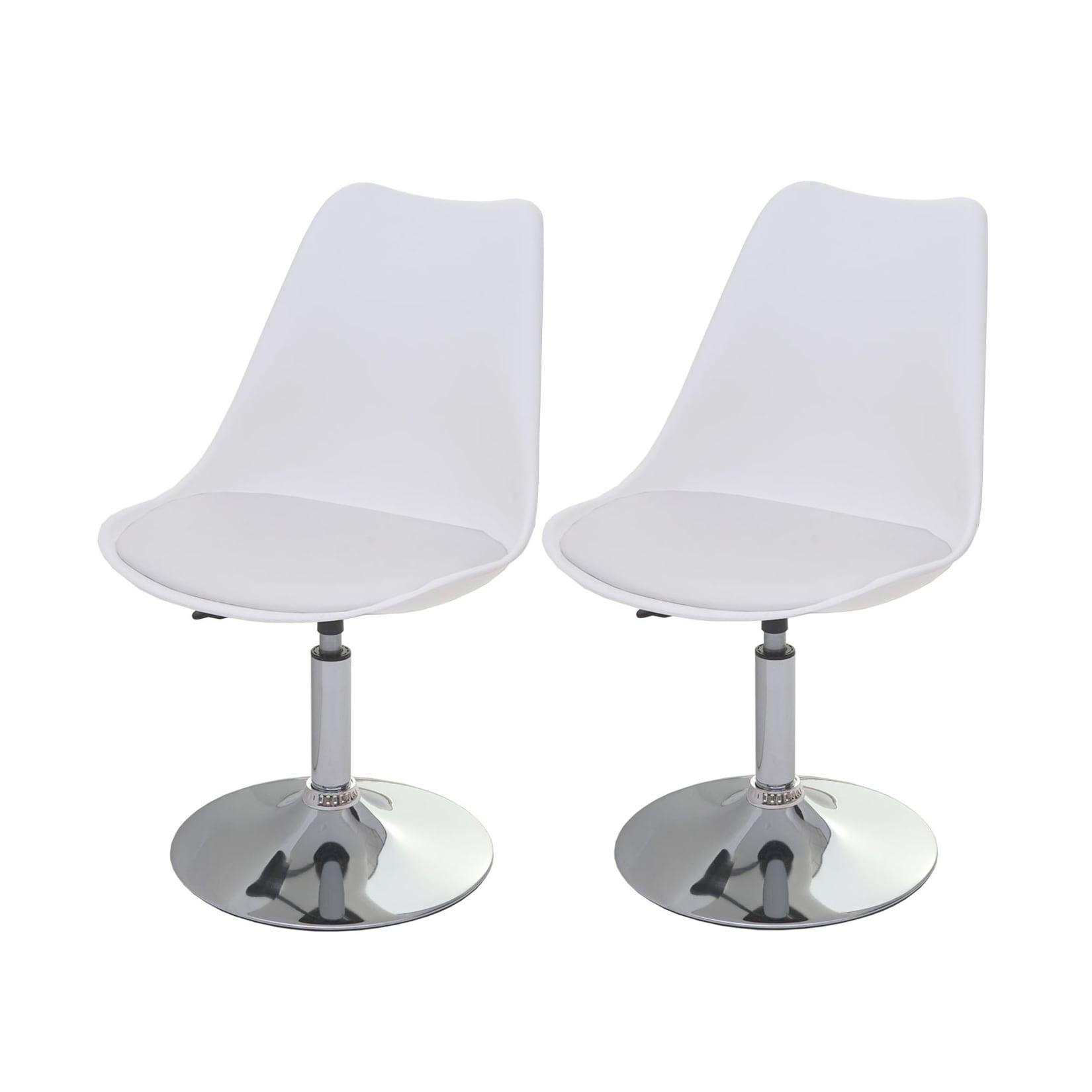2er-Set Drehstuhl Vaasa T501, Stuhl Küchenstuhl, höhenverstellbar, Kunstleder weiß