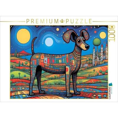 CALVENDO Puzzle Bunter Hund - das perfekte Glück auf vier Pfoten | 1000 Teile Lege-Größe 64x48cm Foto-Puzzle für glückliche Stunden