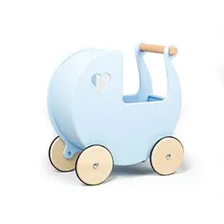 MOOVER Toys Dänischer Designer Holz-Puppenwagen (hellblau) / dolls pram light blue