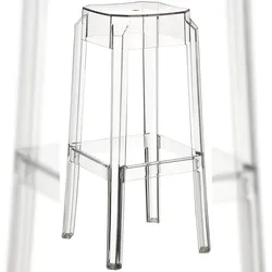DELUKE Barhocker LANAR - Kunststoff Transparent 36x36x75 cm | Barstuhl Tresenhocker Tresenstuhl Kneipenhocker Kneipenstuhl