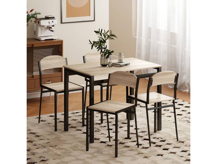 HOMCOM Ensemble Salle à Manger Table Rectangulaire 4 Chaises Noir