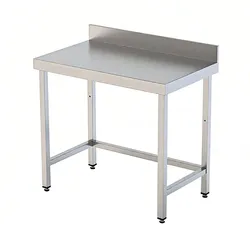 Edelstahltisch 180x60x95h cm auf Beinen mit VS-Rahmen und Spritzschutz