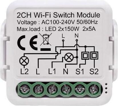 Netplus 2-kanaals Wi-Fi slim relaismodule voor inbouw