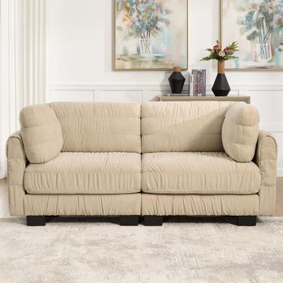 Loedds 78.7-Inch 2-Seat Chenille Loveseat Sofa with Pleated Detail