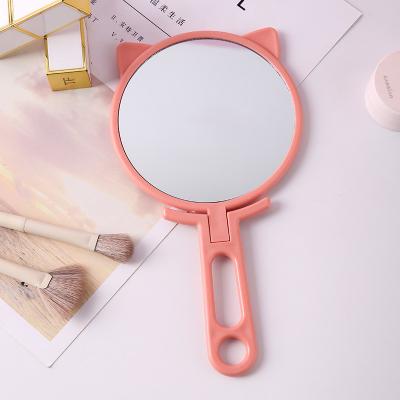 Fusion Finds Cute Cat Ear Handheld Makeup Mirror Portable Foldable Travel Vanity Mirror With Adjustable Handle pink