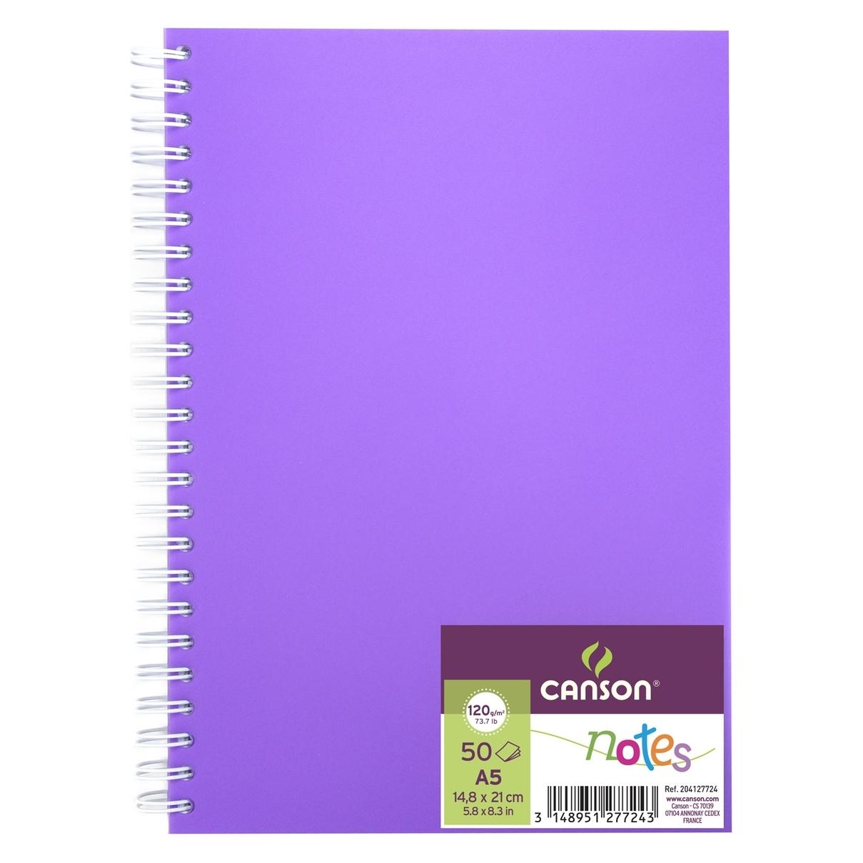 Magni CANSON Notes Notizbuch Spiralbindung, DIN A5, 50 Blatt, 120 g/m², Violett (A5, Blanko) (32835068)