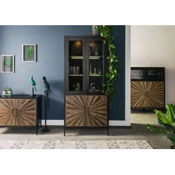 Vitrine Sheesham 90x45x200 schwarz lackiert SUN #102