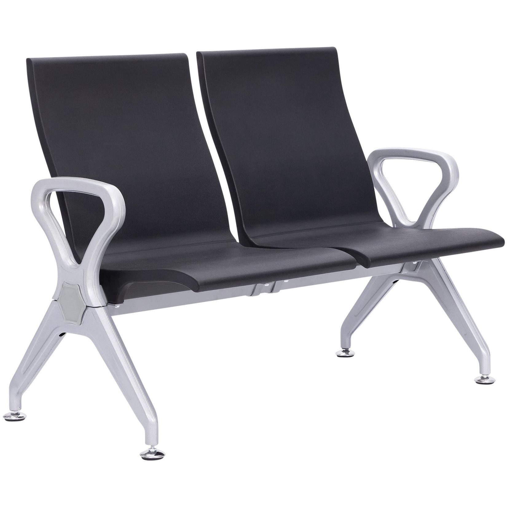 CLP Wartebank Airport-Stil Ermin, Sitzbank Flur mit Lehne, ergonomische Sitzschalen, Wartestühle mit robustem Alu-Gestell, bis 150 kg je Sitz