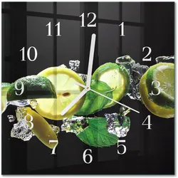 WANDUHR aus Glas 30x30 cm - Zitrone und Limette