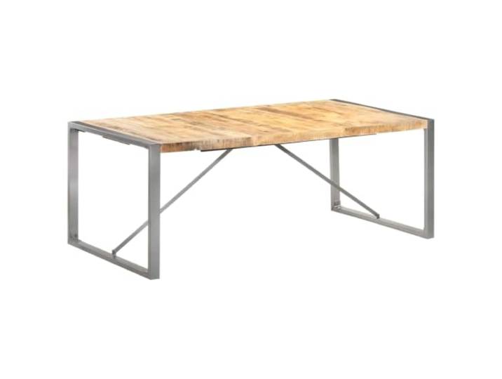 HEFZGDB Esstisch aus massivem Rauen Mangoholz 200x100x75 cm mit Stahlbeinen für industriellen Look, langlebig und stabil, einzigartige Maserung, Tisch für Esszimmer und Küche,