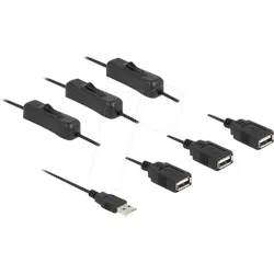 DELOCK 86804 - Ladekabel, USB-A Stecker -> 3x Buchse, Schalter, 1 m