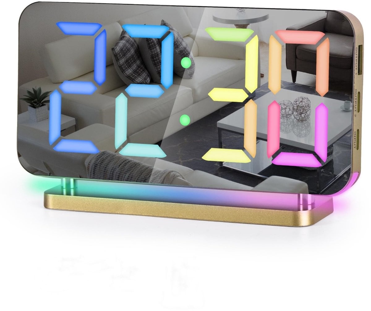 Longziming Digitale Wekker met LED Spiegelscherm en Automatische Dimfunctie