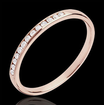 Edenly Trauring zur HÃ¤lfte mit Diamanten besetzt in RosÃ©gold - Kanalfassung -