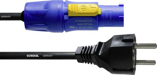 Cordial CFCA 5 S Strom Anschlusskabel [1x Schutzkontakt-Stecker - 1x PowerCon-Stecker] 5m Blau