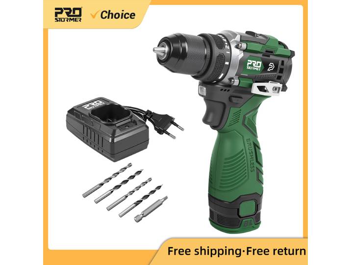 Perceuse électrique 17V 60NM sans brosse Mini Li-ion sans fil 20 + 1 pilote perceuse à main outils électriques lumière LED maison bricolage par PROSTORMER