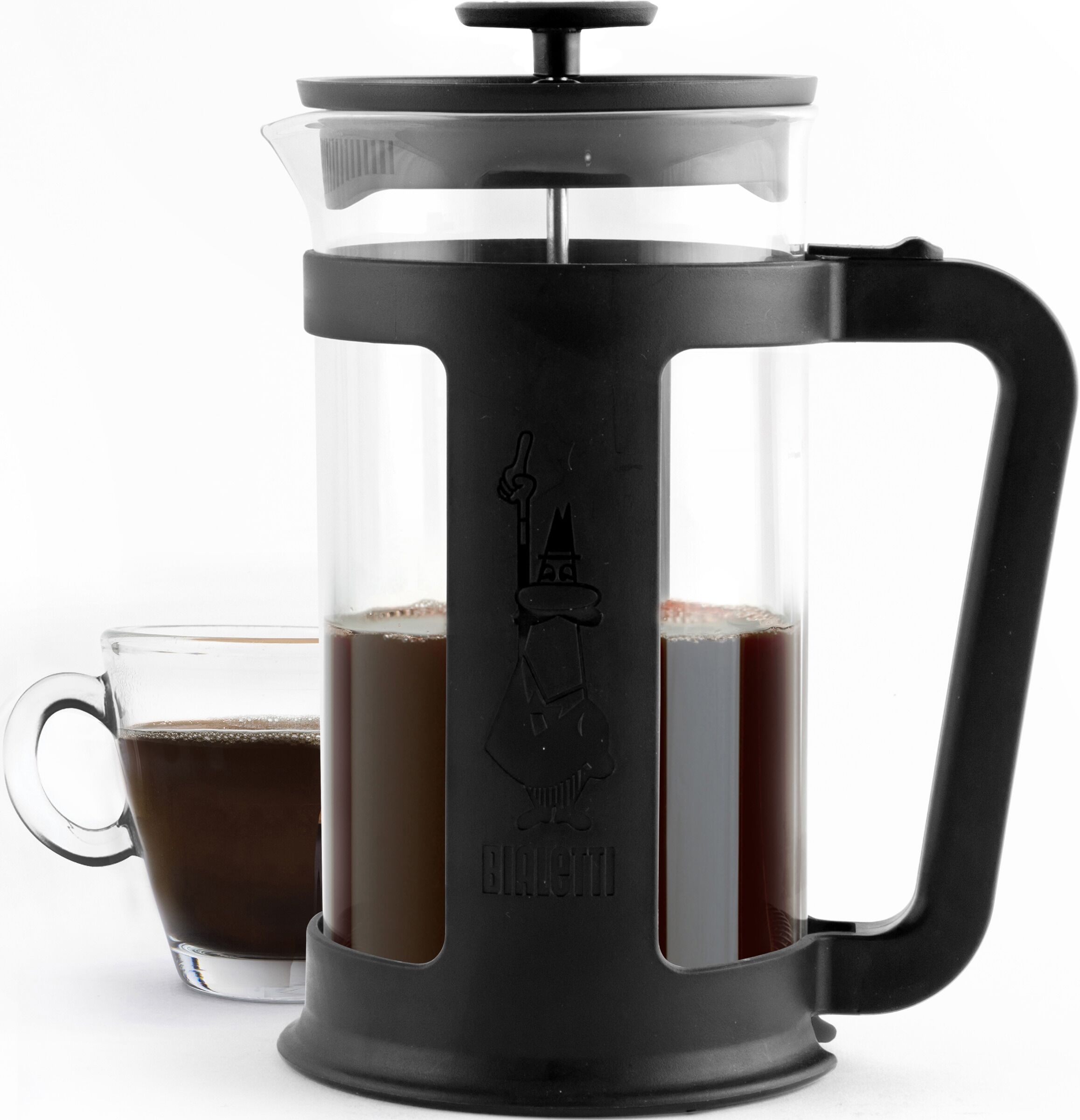 Kaffeebereiter BIALETTI "Smart", schwarz (transparent, schwarz), 0,35 l, Kaffeemaschinen, Kaffeebereiter, hitzebeständiges Borosilikatglas